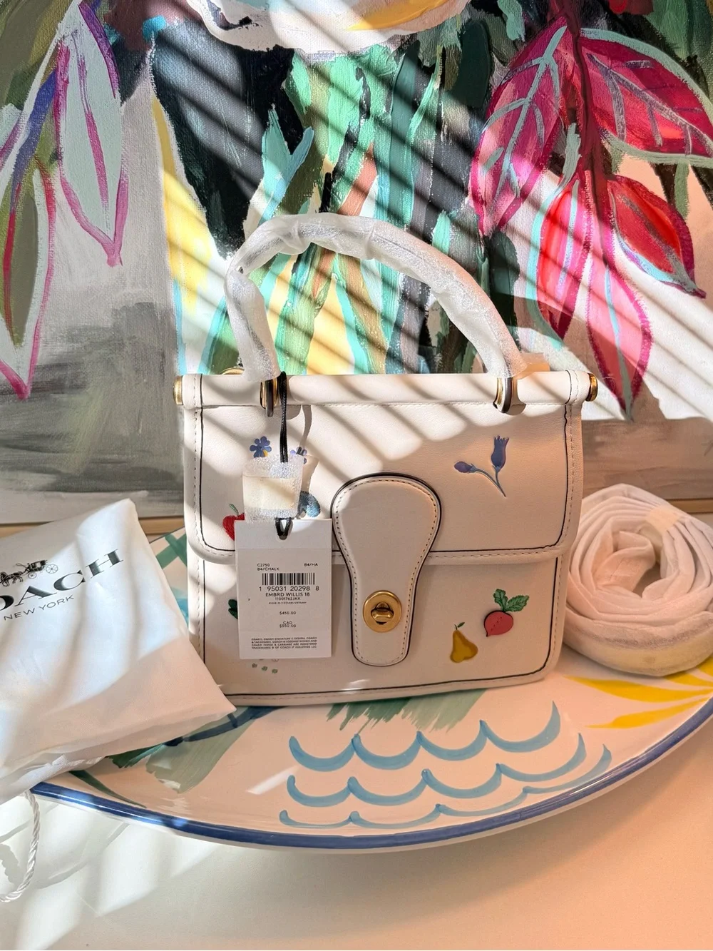 NWT Limited Coach Willis Top Handle 18 with Garden Print Leather Bag